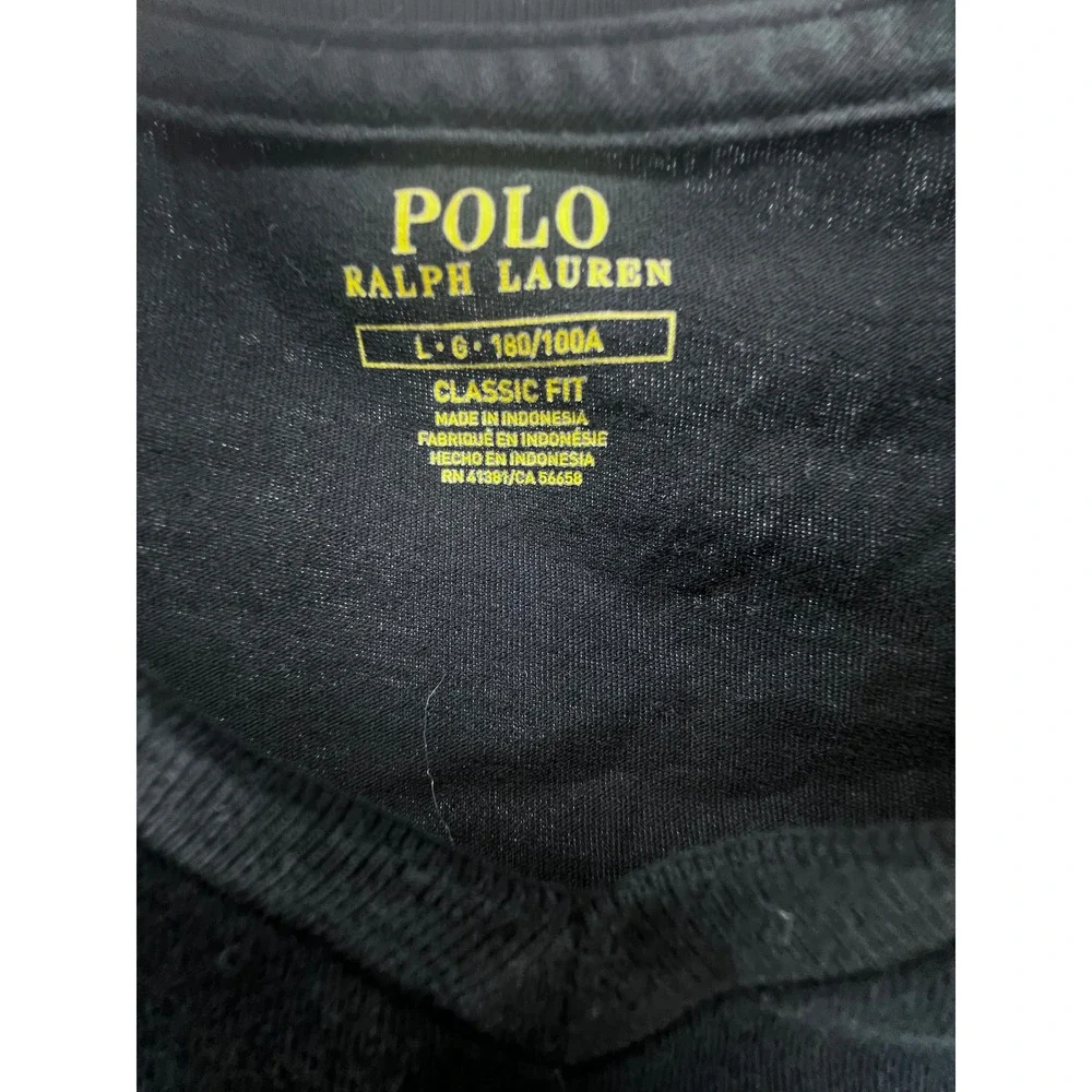 Polo Ralph Lauren Mens Classic Fit V-Neck T-Shirt Black Red Pony‎ Logo Large